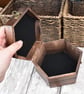Rustic shroom dragon pyrography wooden box, hexagonal jewellery box. - Image 3