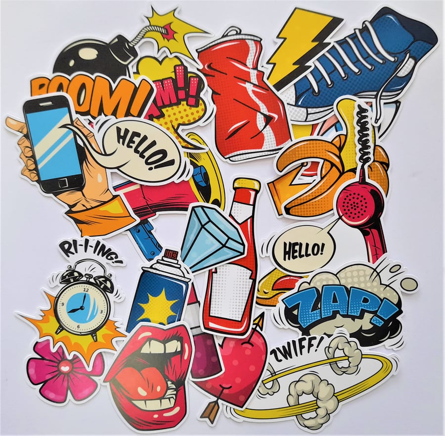 Pop art ephemera embellishments - comic book - cartoon die cuts