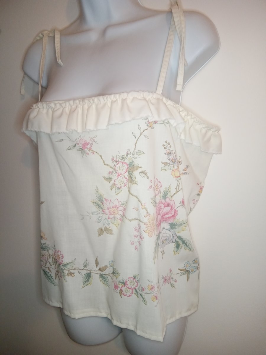 Floral summer camisole top reimagined upcycled preloved