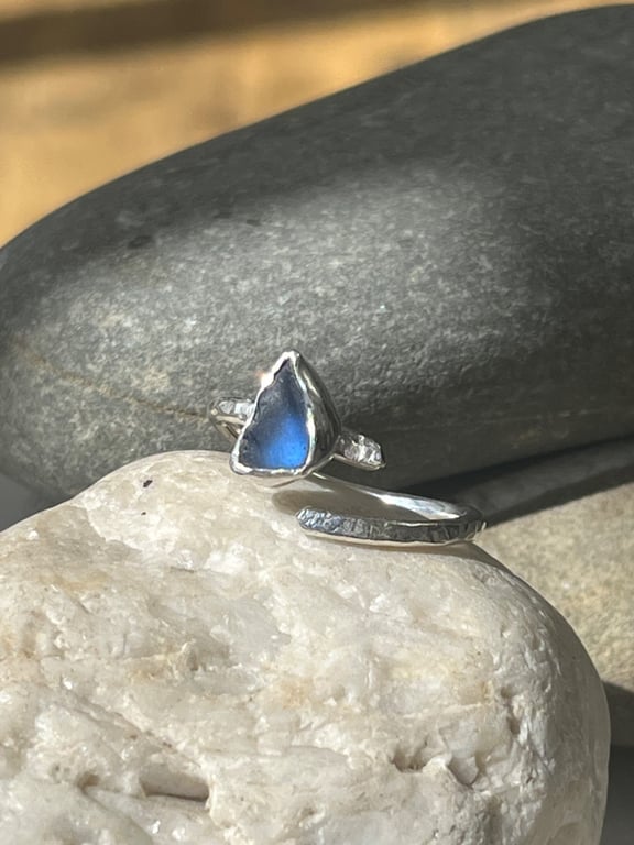 Recycled Sterling Silver Sea Glass Ring