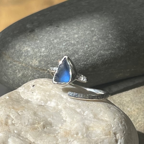 Recycled Sterling Silver Sea Glass Ring