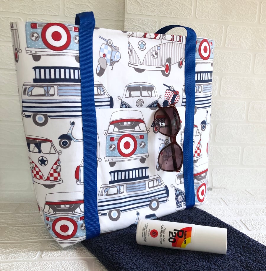 Beach bag, picnic bag, shoulder bag , large tote bag 