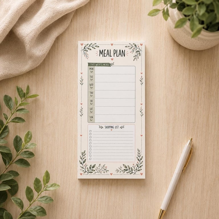 Weekly Meal Planner Notepad, Grocery List Pad, Kitchen Organiser (50 Pages)