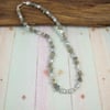 Silver Grey Pearl and Labradorite Necklace with Sterling Silver