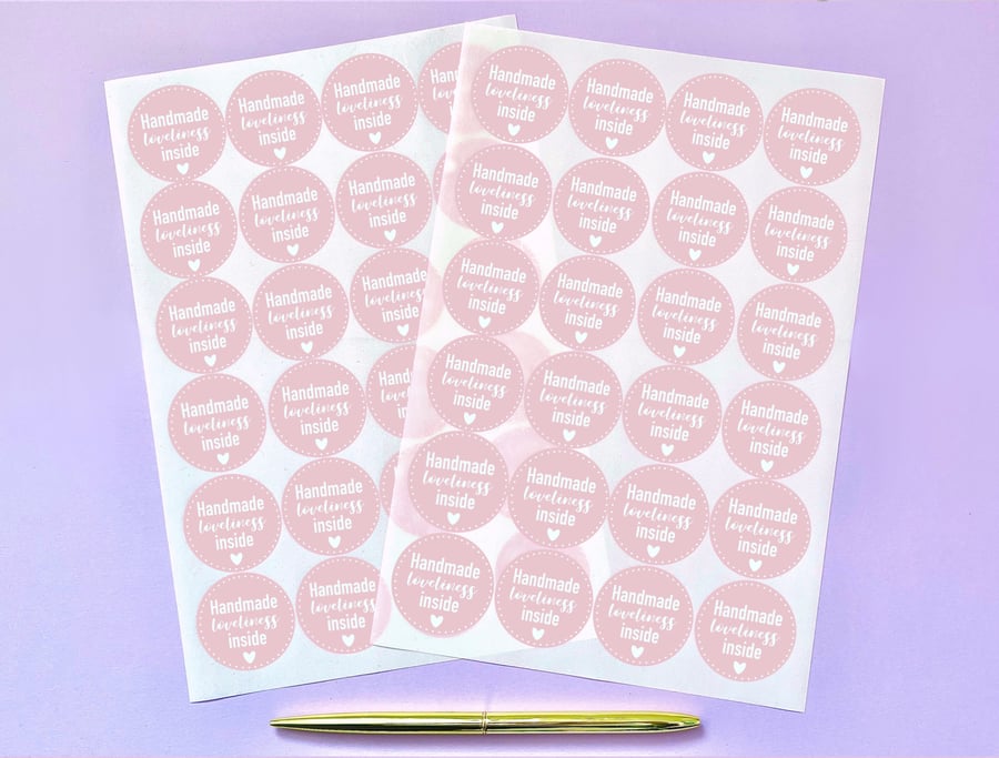 Handmade Business Stickers, Handmade Loveliness Inside, Packaging Stickers.