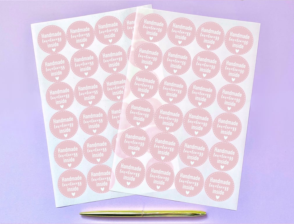 Handmade Business Stickers, Handmade Loveliness Inside, Packaging Stickers.