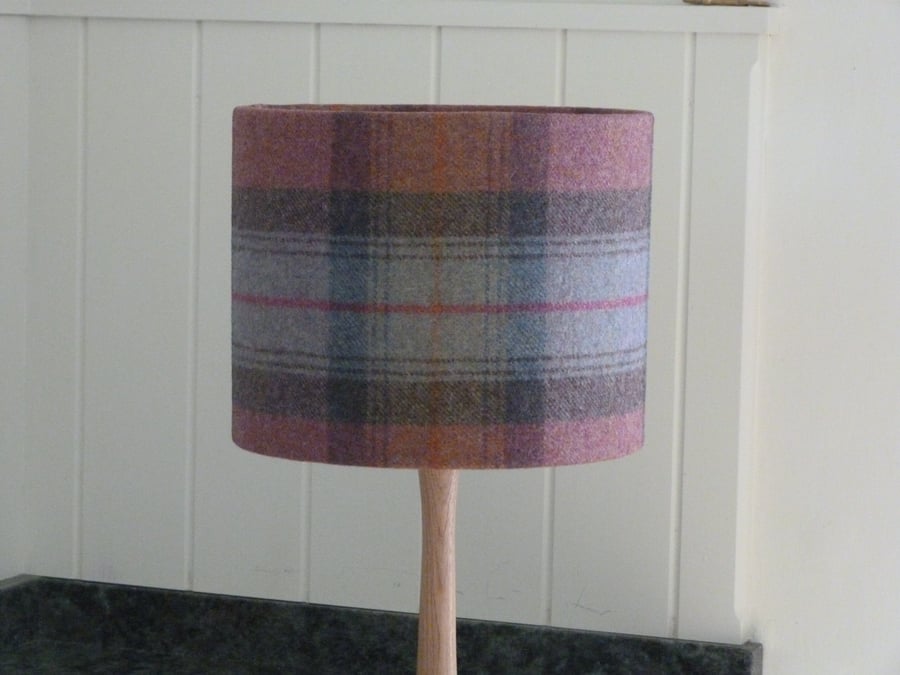 Handmade pure wool tartan drum lampshade 25cm