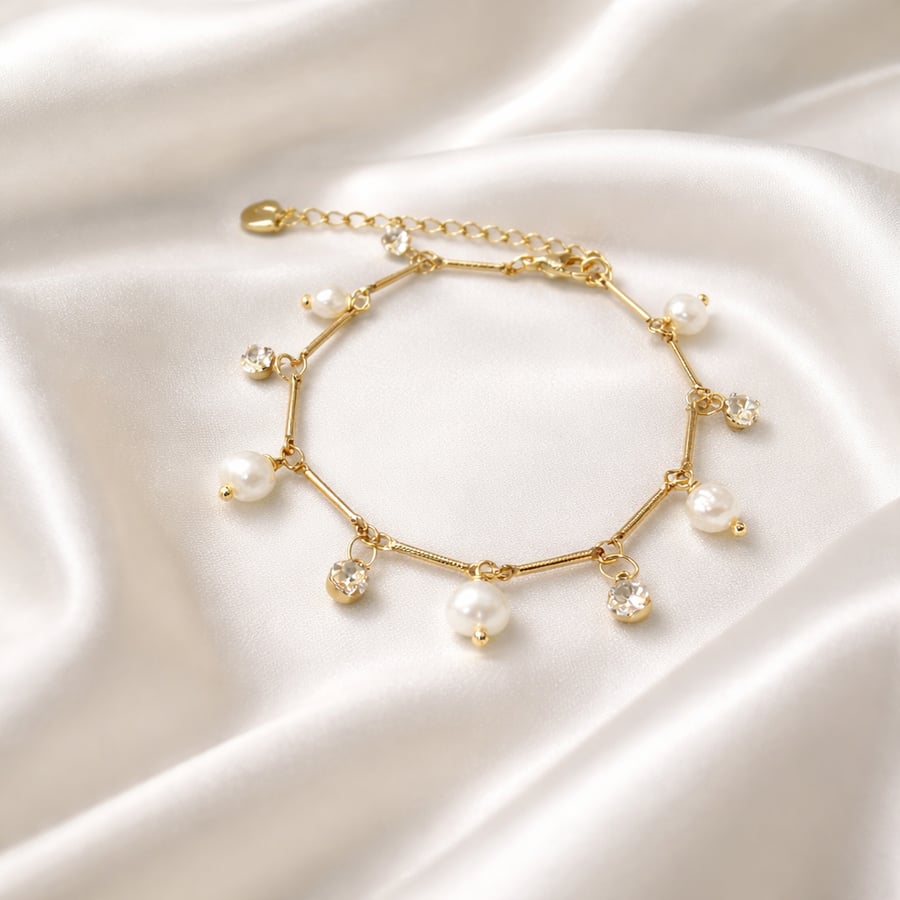 Freshwater Pearl Sterling Silver Chain Bracelet