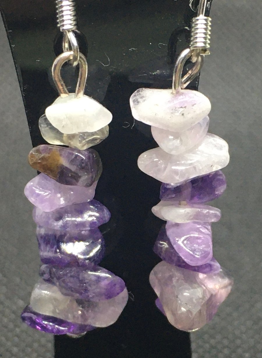 Amethyst crystal chip earrings