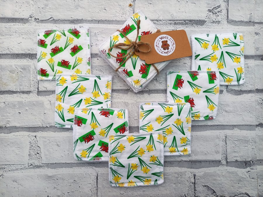 Eco Friendly Welsh themed reusable face wipes