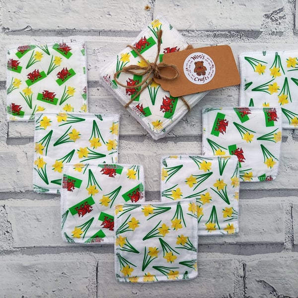 Eco Friendly Welsh themed reusable face wipes