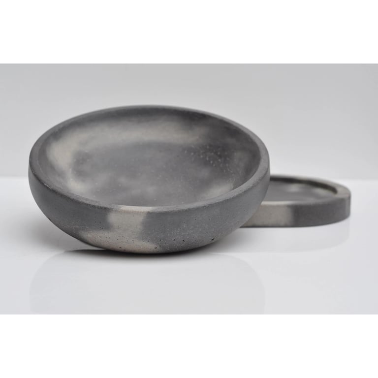 Small Concrete Bowl: Handmade Grey Cement Key & Jewelry Dish