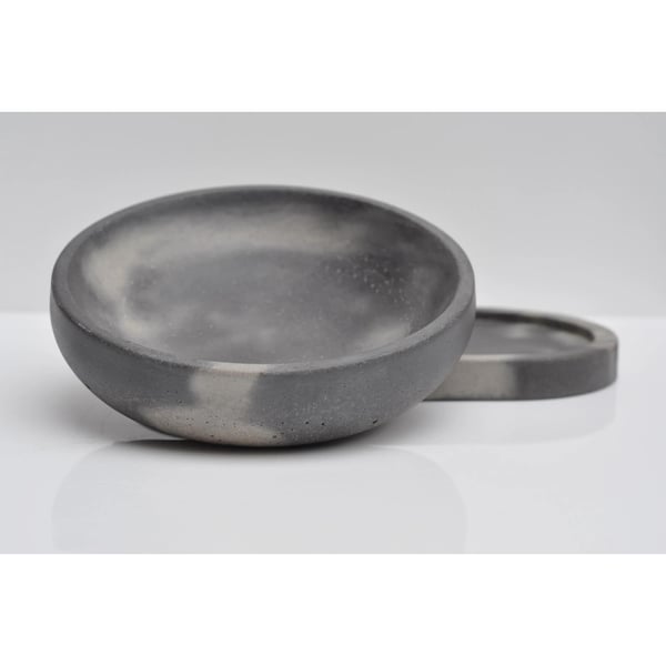 Small Concrete Bowl: Handmade Grey Cement Key & Jewelry Dish