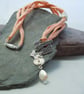 Mother of pearl, Swarovski bead, Celtic spiral & charm pendant necklace - Image 2