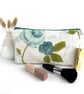 Roses Make up Bag, Cosmetic Bag with Turquoise and Duck-egg Blue Roses - Image 1