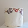 Fabric Bucket with Butterflies and Flowers for Storage