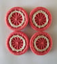 Dorset Buttons, Set of 4, Handmade, Coral, Cream, Cotton,  1", 2.6cm - Image 3