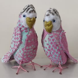 Budgie inspired soft sculpture ornament decoration 