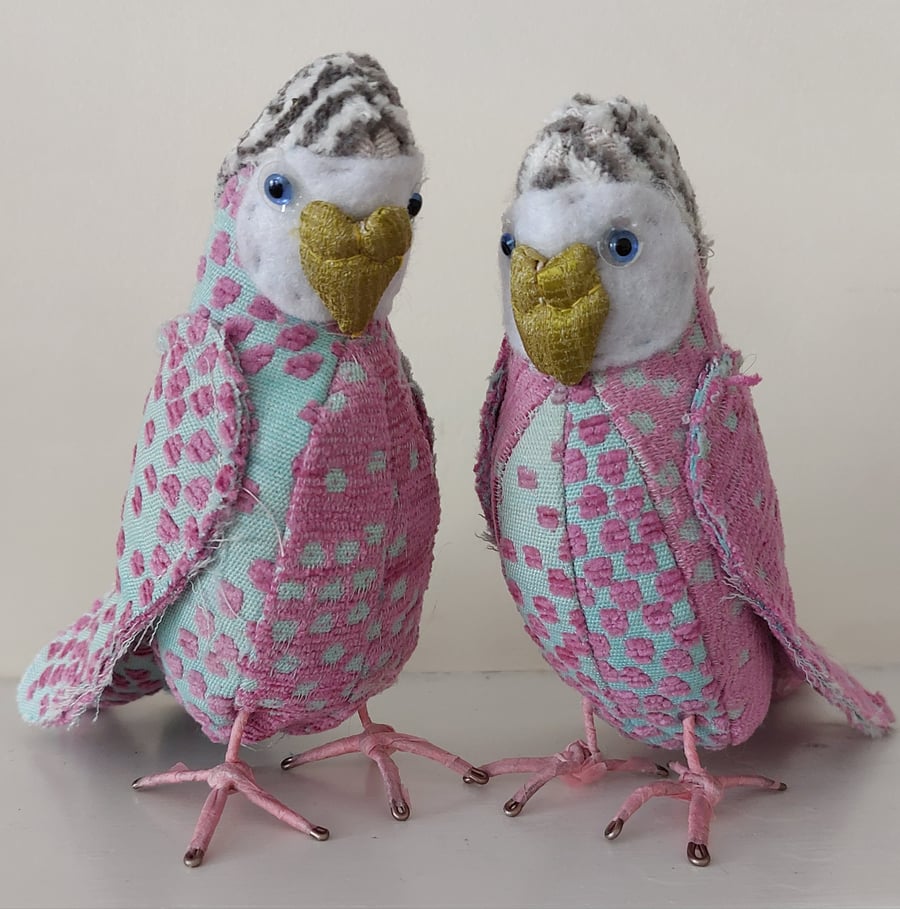 Budgie inspired soft sculpture ornament decoration 
