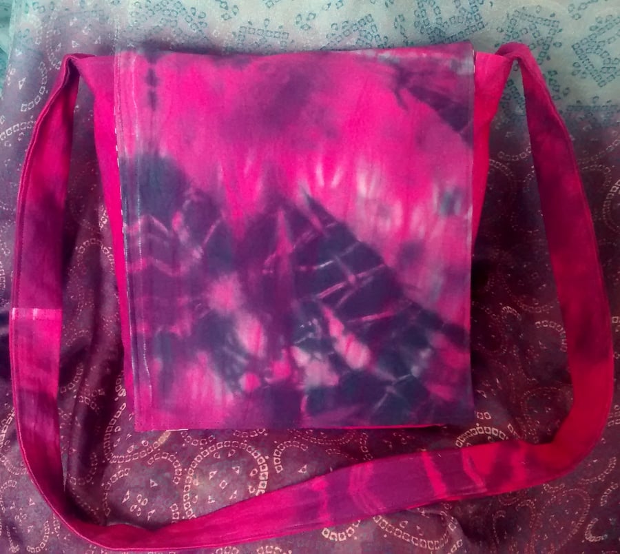 Pink & Purple Tie Dye Messenger Bag