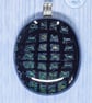 Beautiful dichroic fused glass pendant black peacock feather colours - Image 4