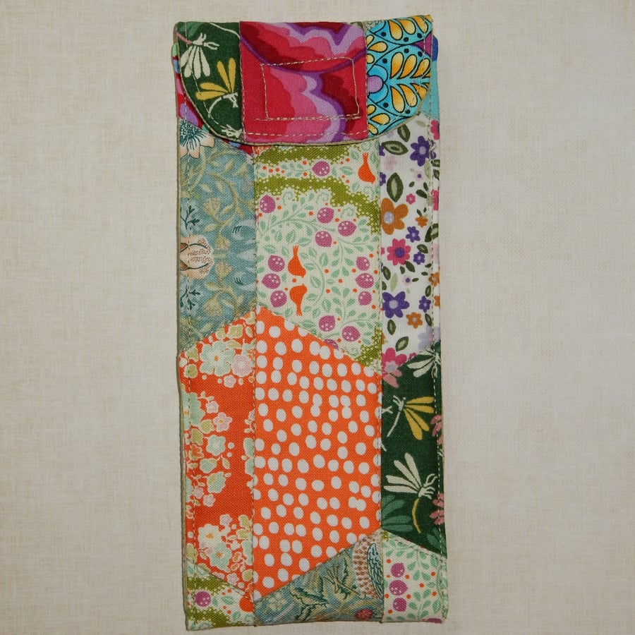 Glasses case - bright patchwork and floral
