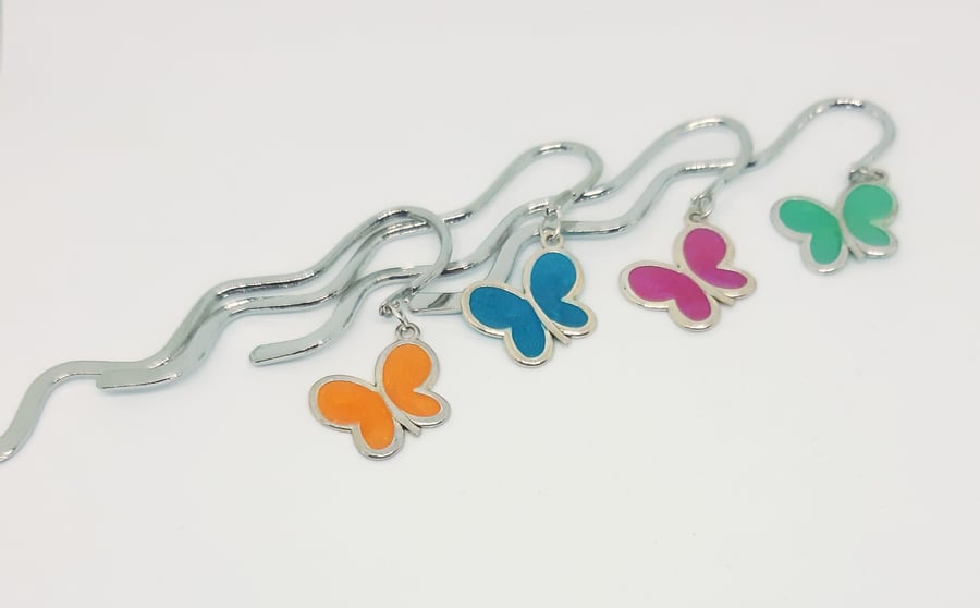 Silver bookmark with Butterfly Charm