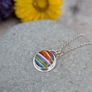Sterling Silver Silver Colourful Small Round Surfite Necklace - JBJ2061