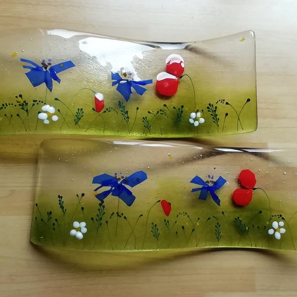 Fused Glass Wildflower Meadow: Freestanding Country Garden Art