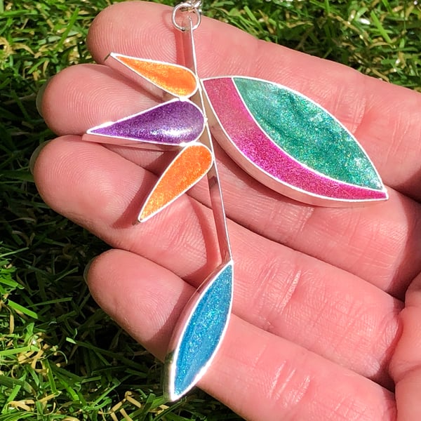 Bird of paradise flower pendant