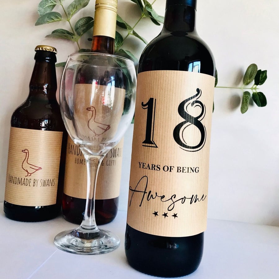 Personalised happy birthday wine label, birthday wine label, milestone birthday