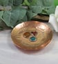 Copper Bowl - Shallow Dish with Enamel and Stamped Rings, Earrings, Trinkets
