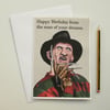 Recycled Hand Made Card Freddy Kreuger Inspired Birthday Card