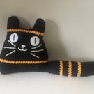 Knitted black  kitten  doll, cat man gift 