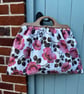 Pink Floral vintage style handbag knitting bag granny bag reclaimed material