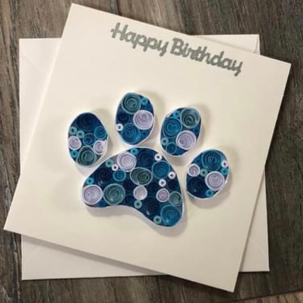 Handmade quilled happy birthday from the boy dog card 