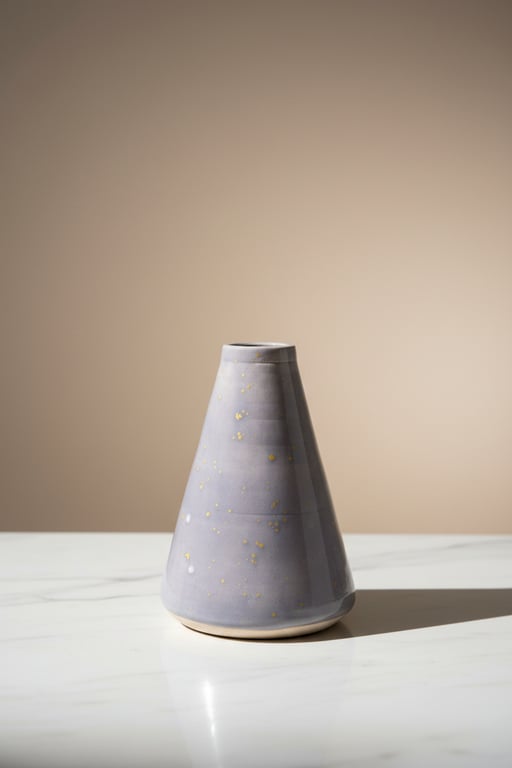 Hand-Thrown Lilac Bud Vase with Golden Speckle Glaze