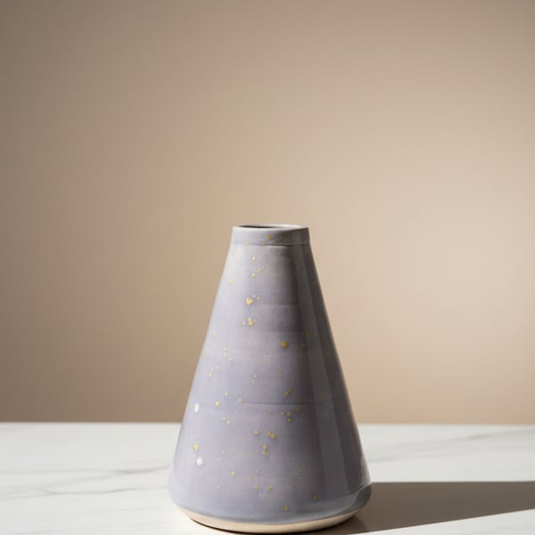Hand-Thrown Lilac Bud Vase with Golden Speckle Glaze