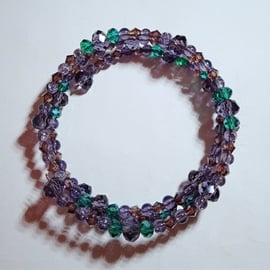 Purple and Green Wrap Bracelet - UK Free Post