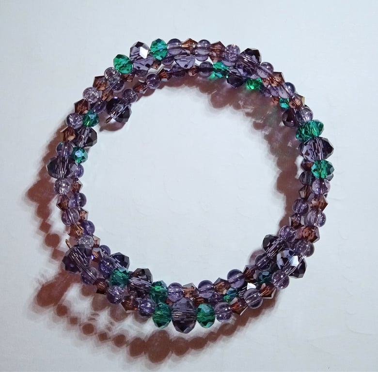 Purple and Green Wrap Bracelet - UK Free Post