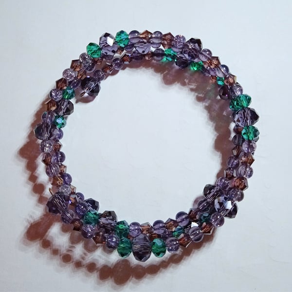 Purple and Green Wrap Bracelet - UK Free Post