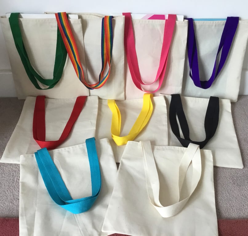 Colourful handles calico bags