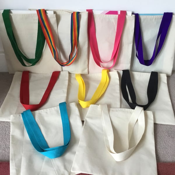 Colourful handles calico bags