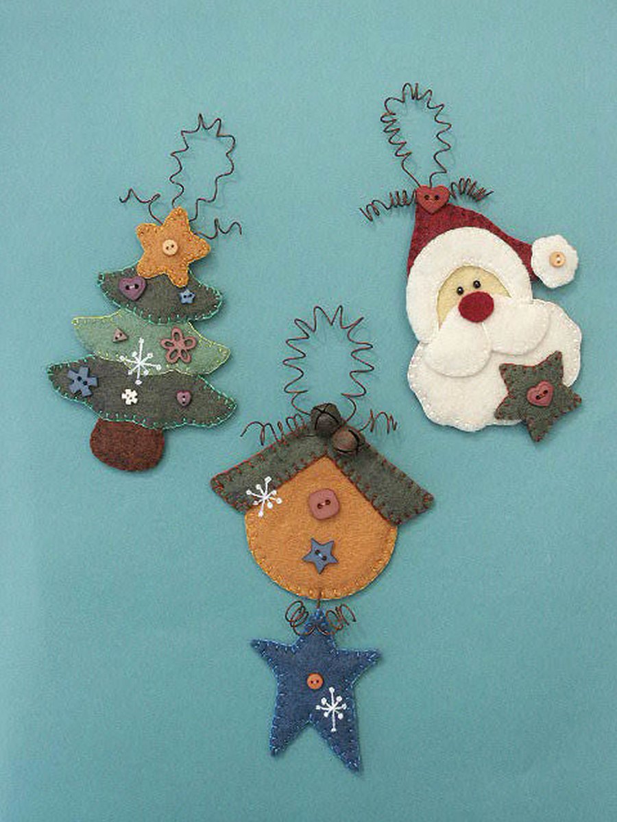Xmas Tree Hangers Felt Pattern - Christmas Decorations