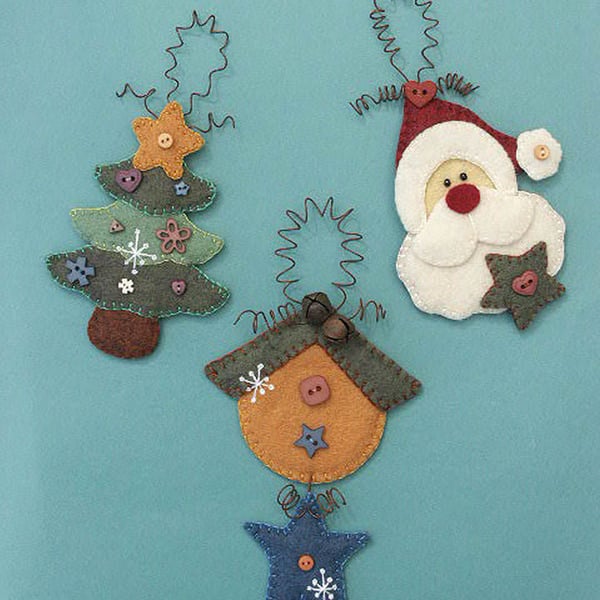 Xmas Tree Hangers Felt Pattern - Christmas Decorations