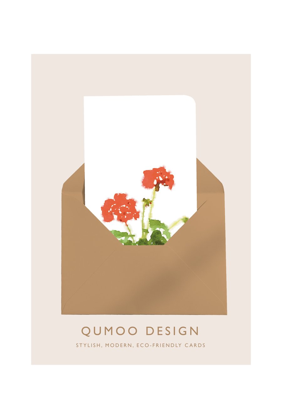 Geranium flowers Greetings Card (QM 290)