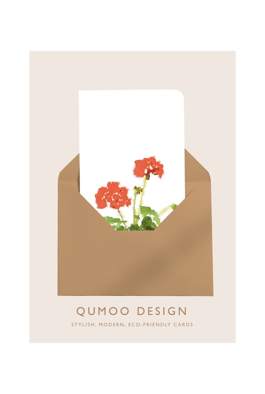 Geranium flowers Greetings Card (QM 290)