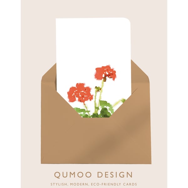 Geranium flowers Greetings Card (QM 290)