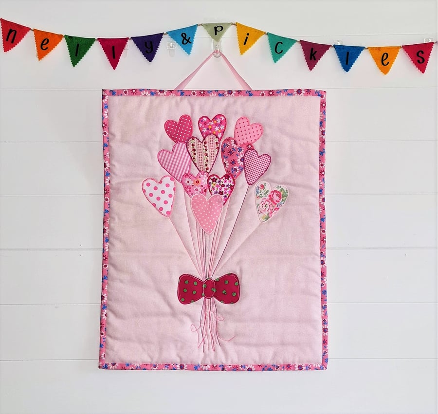 Bunch of Hearts Quilted Wall Hanging