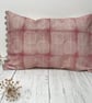 Hand Printed Organic Cotton Oblong Cushion - FOLKI - Rose Pink - Image 1
